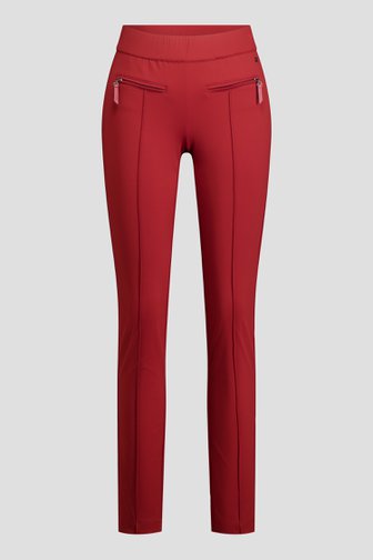 Voorkant van Rode stretchbroek met elastische tailleband door Claude Arielle voor Dames