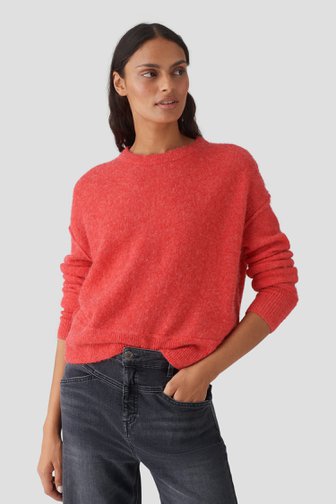 Voorkant van Rode trui met wol en mohair door Opus voor Dames