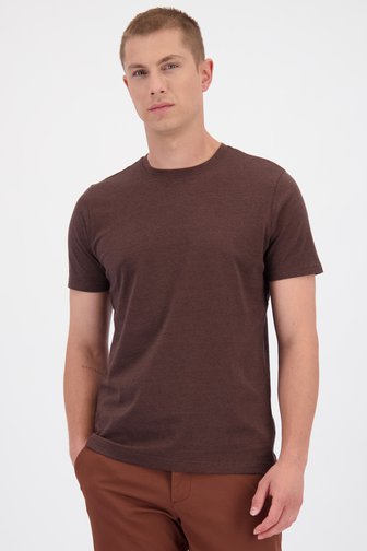 Voorkant van Roestbruin gestreept T-shirt door Liberty Island voor Heren
