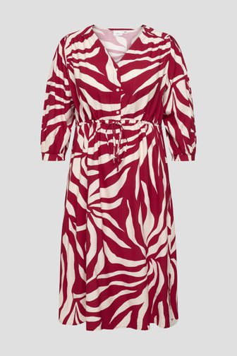 Voorkant van Rood kleedje met lichtbeige bladerprint door ONLY Carmakoma voor Dames