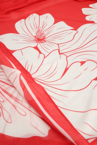 Voorkant van Rood sjaaltje met witte bloemenprint door D'Auvry voor Dames