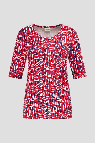 Rood T-shirt met blauwe print van Barbara Lebek voor Dames
