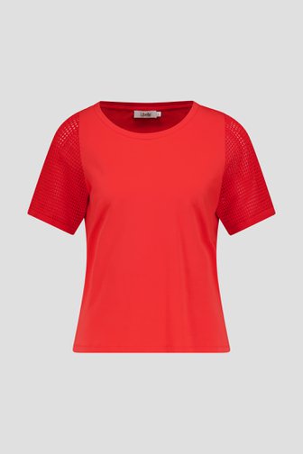 Rood T-shirt met gehaakte mouwen van Libelle voor Dames