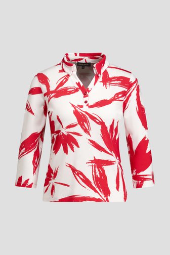 Productfoto 1 van Rood-witte polo met 3/4 mouwen door Claude Arielle voor Dames