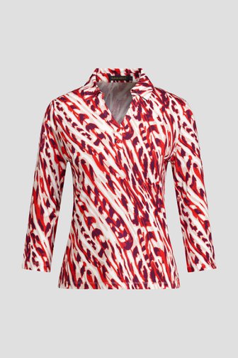 Productfoto 1 van Rood-witte polo met 3/4 mouwen door Claude Arielle voor Dames