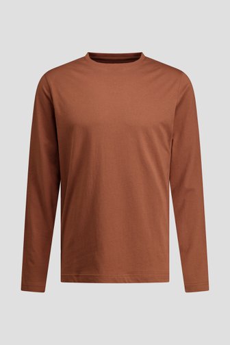 Voorkant van Roodbruin T-shirt met lange mouwen door Liberty Island voor Heren