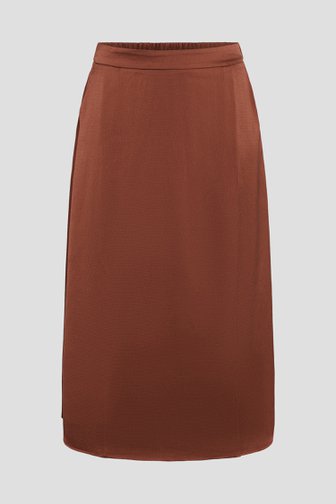 Voorkant van Roodbruine midi-rok met elastische taille door Kaffe Curve voor Dames