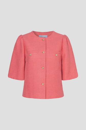 Productfoto 1 van Roze bouclé vest met korte mouwen door More & More voor Dames