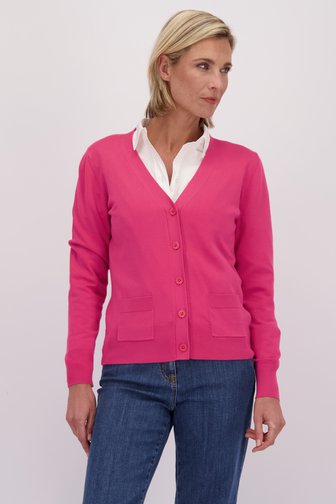Voorkant van Roze cardigan met lange mouwen door Claude Arielle voor Dames
