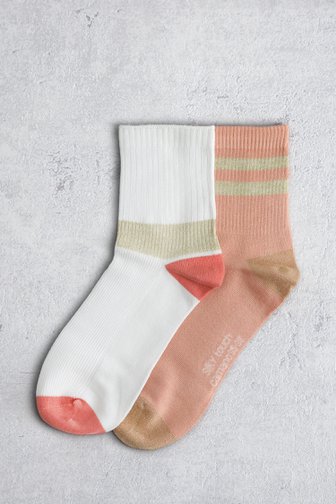 Voorkant van Roze colorblock enkelsokken - 2 paar door Camano voor Dames