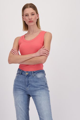 Voorkant van Roze geribde top door More & More voor Dames