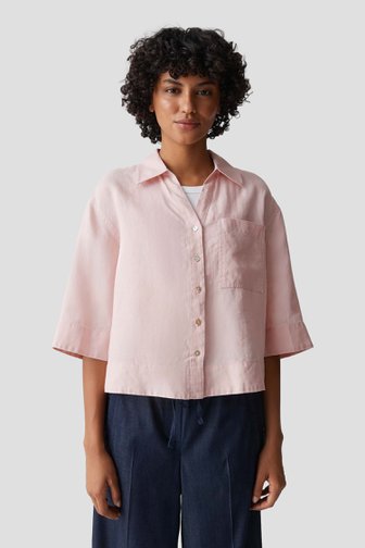 Voorkant van Roze linnen blouse  door Opus voor Dames