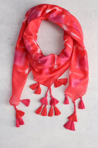 Roze sjaaltje met paars-witte aquarelprint van Libelle voor Dames
