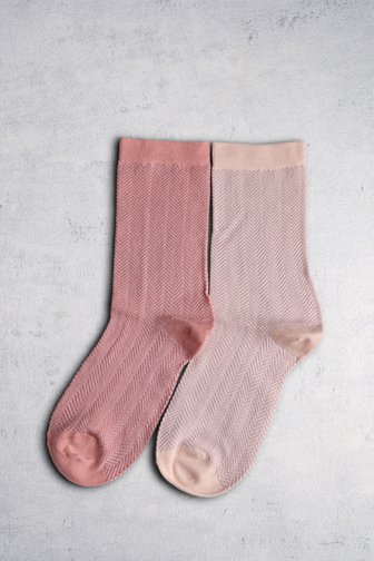 Roze sokken met gestreept motief - 2 paar van Camano voor Dames