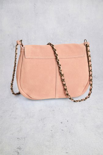 Voorkant van Roze suède crossbodytas door Pieces voor Dames