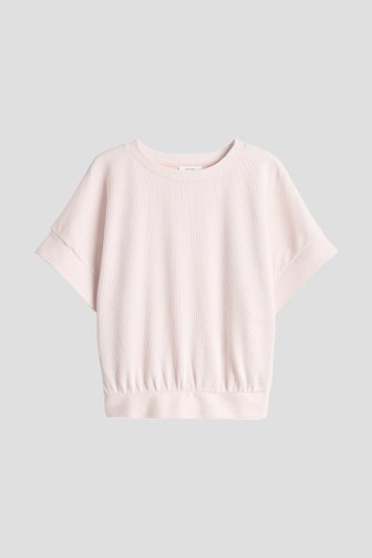 Voorkant van Roze sweatshirt met gestreept ribbeleffect door Opus voor Dames