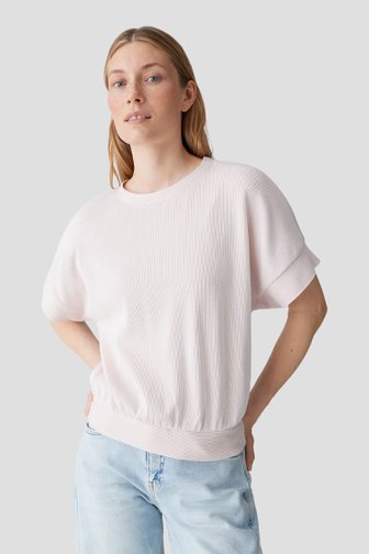 Voorkant van Roze sweatshirt met gestreept ribbeleffect door Opus voor Dames