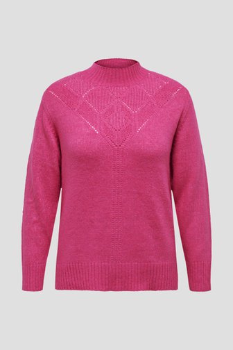 Roze trui met ajour motief van Only Carmakoma voor Dames