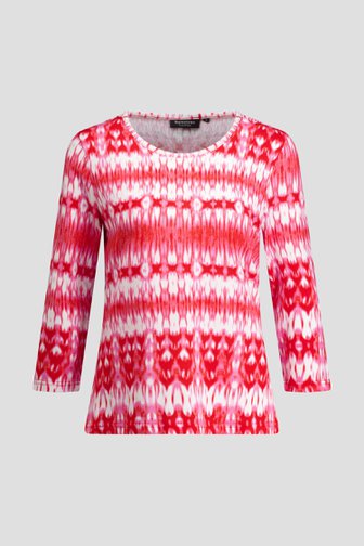 Productfoto 1 van Roze-wit T-shirt met ronde hals en print door Signature voor Dames
