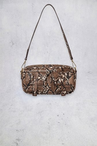 Sac à bandoulière brun à imprimé serpent