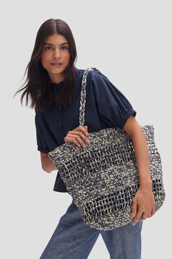 Sac à bandoulière tressé beige-bleu, female, Marque: Opus