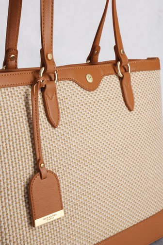 Sac à bandoulière tressé beige et marron. de Hexagona pour Femmes