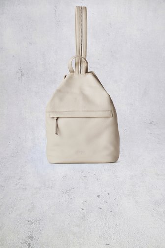 Le devant de Sac à dos beige en cuir de Crinkles pour Femmes