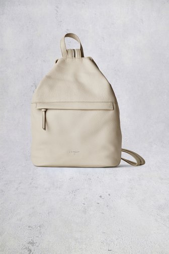 Le devant de Sac à dos beige en cuir de Crinkles pour Femmes