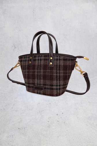 Le devant de Sac à main à motif à carreaux dans les tons bruns de Laurent David pour Femmes