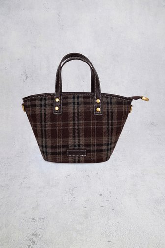 Le devant de Sac à main à motif à carreaux dans les tons bruns de Laurent David pour Femmes