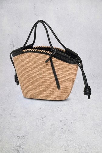 Le devant de Sac à main beige tressé avec accents noirs de Bulaggi pour Femmes