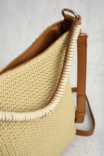 Le devant de Sac à main beige tressé avec poignée tressée de Modeno pour Femmes