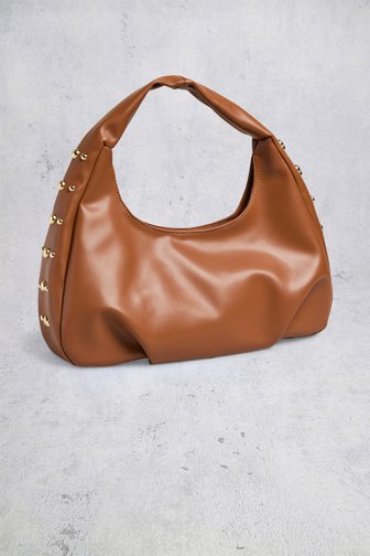 Le devant de Sac à main brun avec clous de Pieces de Pieces pour Femmes