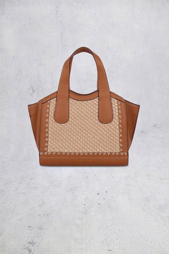 Le devant de Sac à main cognac avec surpiqûres décoratives de Laurent David pour Femmes