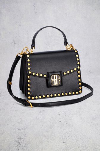 Le devant de Sac à main noir avec clous dorés de Laurent David pour Femmes