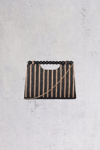 Sac à main tissé à rayures noires et beiges de Bulaggi pour Femmes