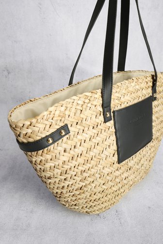 Le devant de Sac à main tissé noir - beige de Liberty Island pour Femmes