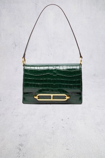 Le devant de Sac à main vert à structure crocodile de Laurent David pour Femmes