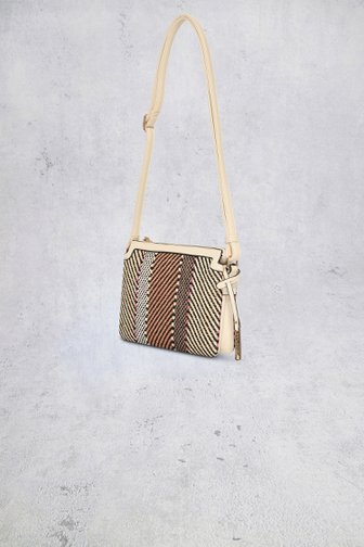Le devant de Sac bandoulière beige clair à motif tissé de Bulaggi pour Femmes