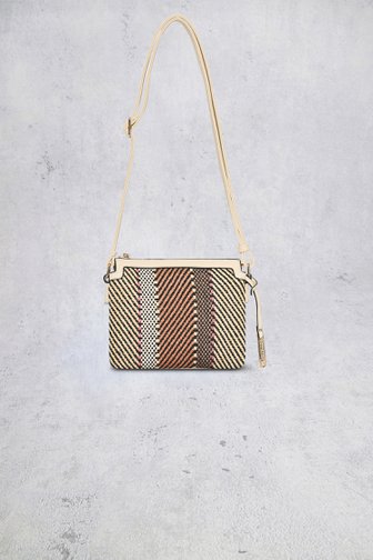 Le devant de Sac bandoulière beige clair à motif tissé de Bulaggi pour Femmes