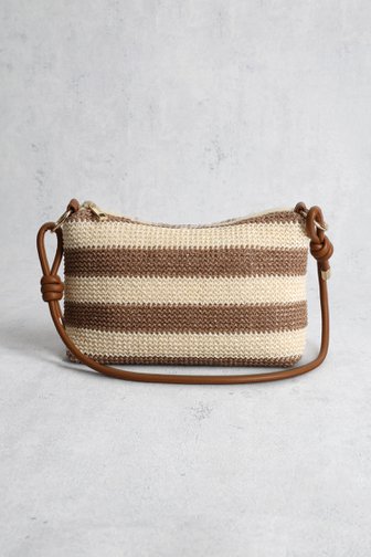 Le devant de Sac bandoulière tressé écru avec détails bruns de Liberty Island pour Femmes