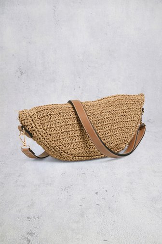 Le devant de Sac brun effet paille tressée de Pieces pour Femmes