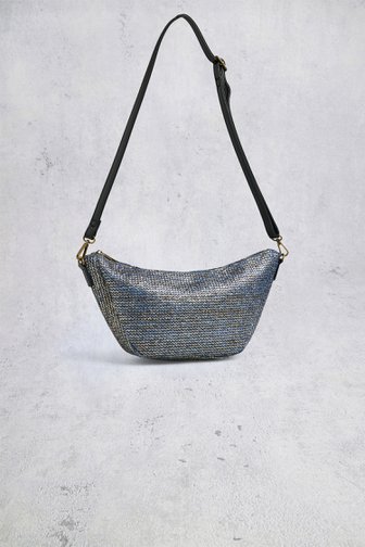 Le devant de Sac crossbody tissé bleu marine et doré de Pieces pour Femmes