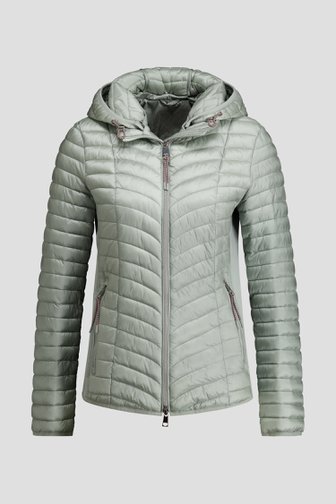 Productfoto 1 van Saliegroene gewatteerde jas met afneembare kap door Barbara Lebek voor Dames