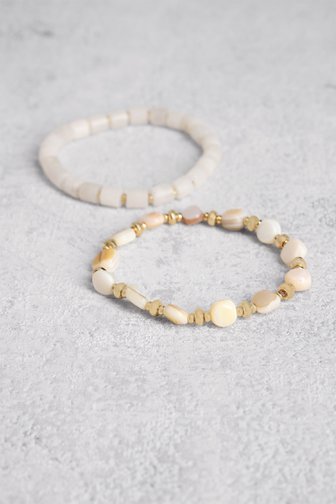 Set de 2 bracelets avec perles blanches de Liberty Island pour Femmes
