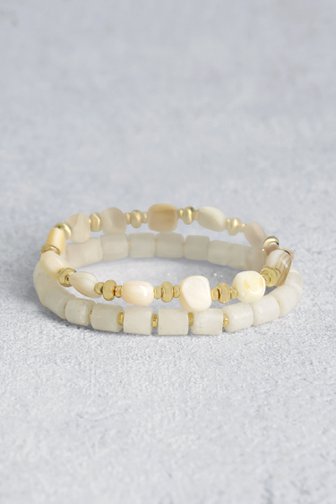 Set de 2 bracelets avec perles blanches de Liberty Island pour Femmes