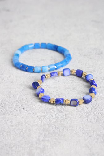 Set de 2 bracelets avec perles bleues de Liberty Island pour Femmes
