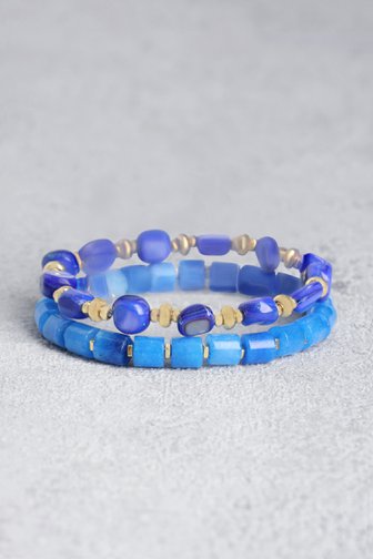 Set de 2 bracelets avec perles bleues de Liberty Island pour Femmes