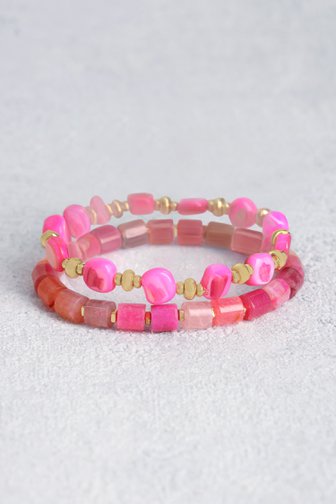Set de 2 bracelets avec perles fuchsia de Liberty Island pour Femmes