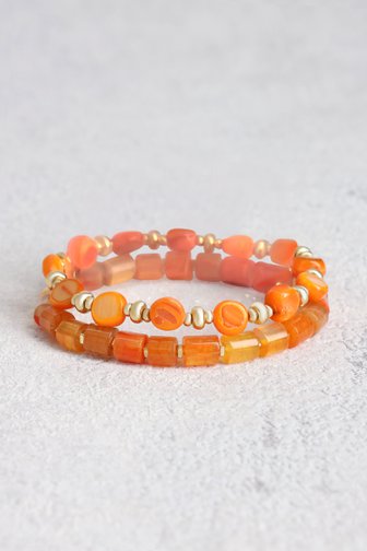 Set de 2 bracelets avec perles orange de Liberty Island pour Femmes